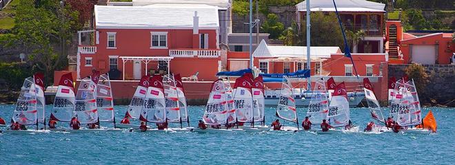 O'pen BICs along the iconic Bermuda water front - America's Cup Endeavour O'pen  © Nevin Sayre